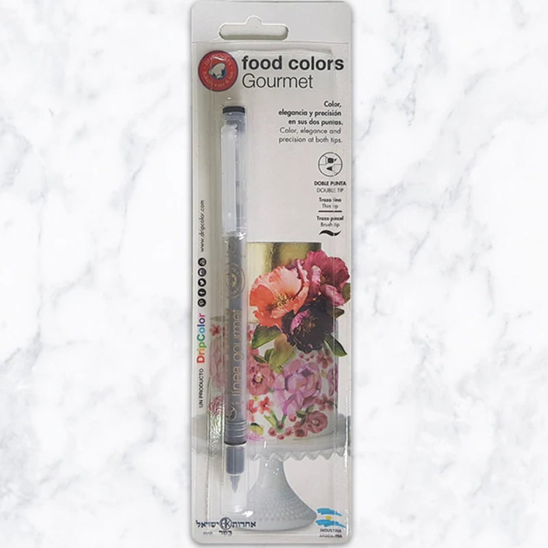 Art Pen DripColor Double Sided Black Pen - Fine Point Marker on One Side and Fine Line Brush on the Other Side - Art Is In Cakes, Bakery SupplyFood color