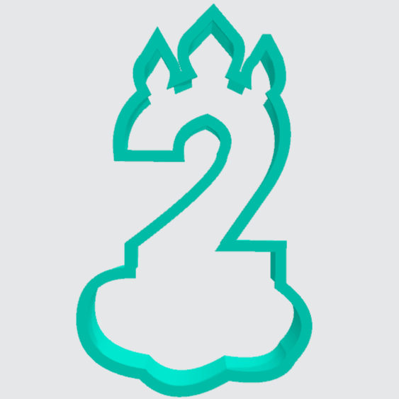 Cookie Cutter Number #2 Two w/ Cloud and Crown CC0411