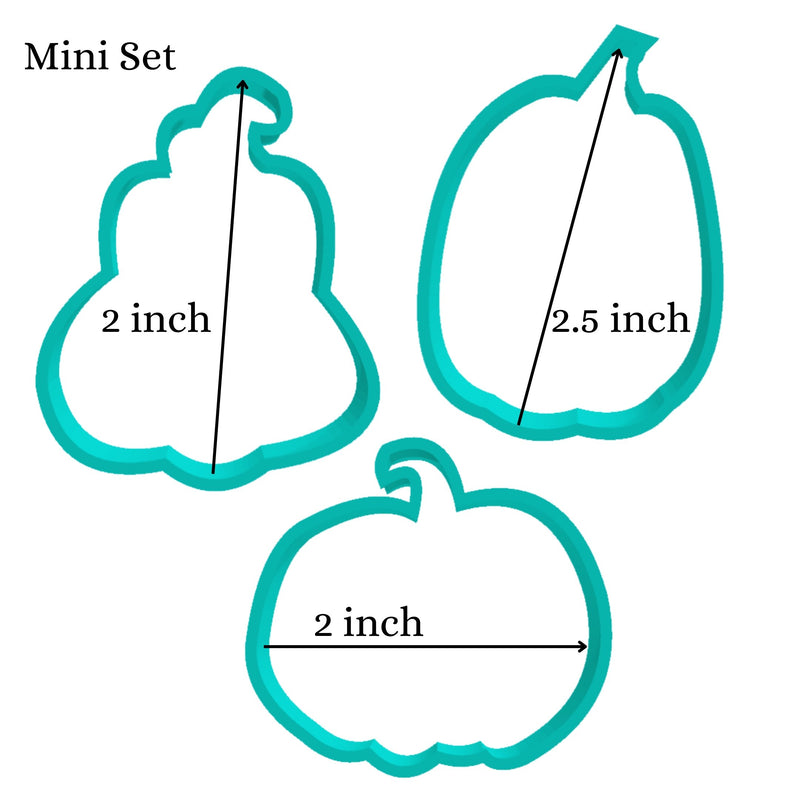 Cookie Cutter Pumpkin Squash Set of 3 Large, Medium, or Minis - Art Is In Cakes, Bakery SupplyCookie Cutter 3DLarge 4in to 4.5in
