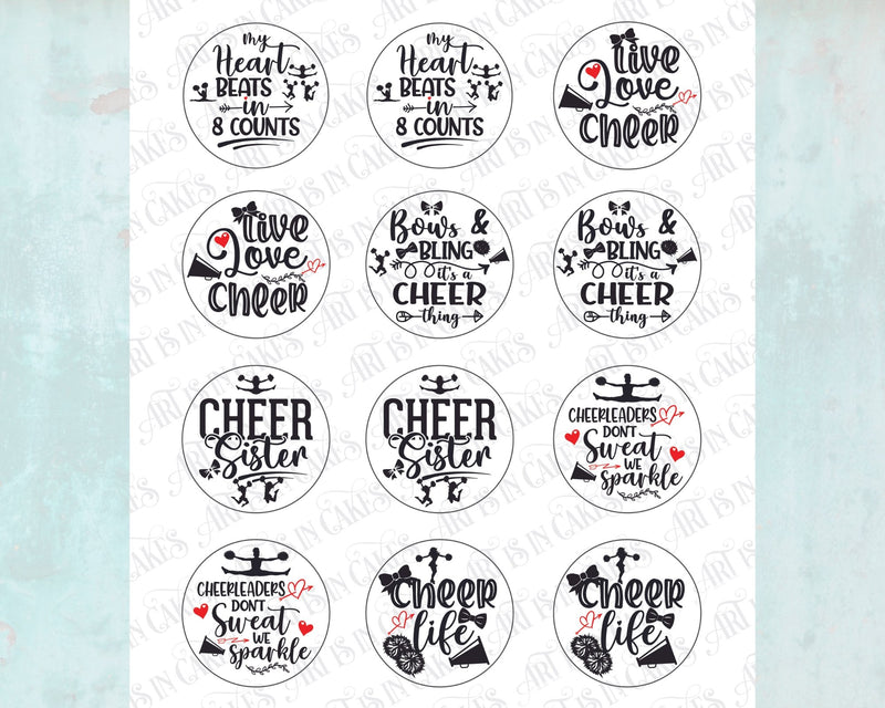 Edible Image Cheer Life 2 inch Circles - Art Is In Cakes, Bakery SupplyEdible Image Decoration2" Circles Precut - 12 per page