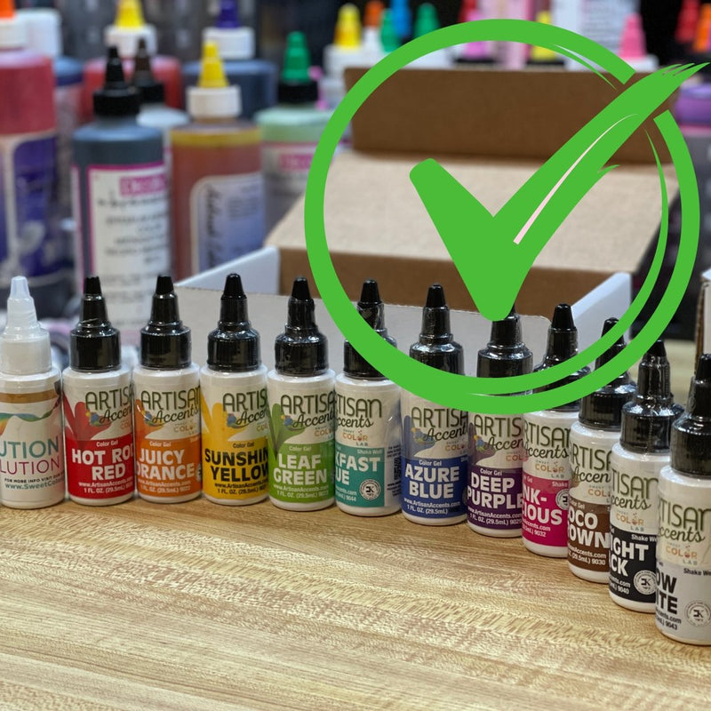 Gel Color and Airbrush Studio Core Color 12pc Set plus 2 Bonus Droppers - Art Is In Cakes, Bakery SupplyFood color