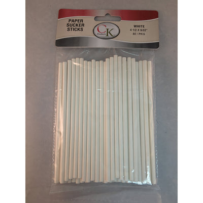 Lollipop Paper Sucker Sticks White, several lengths to choose from - Art Is In Cakes, Bakery & SupplyChocolate and Candy Making3.75" L 50pk