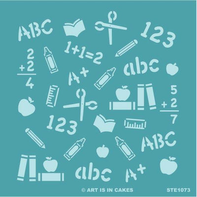 Stencil Back to School - School Pattern - 5.5 x 5.5 Inches - Art Is In Cakes, Bakery & SupplyStencilDefault Title