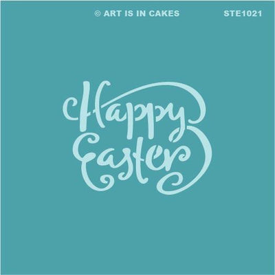 Stencil Happy Easter 5.5 x 5.5 inches - Art Is In Cakes, Bakery & SupplyStencilDefault Title