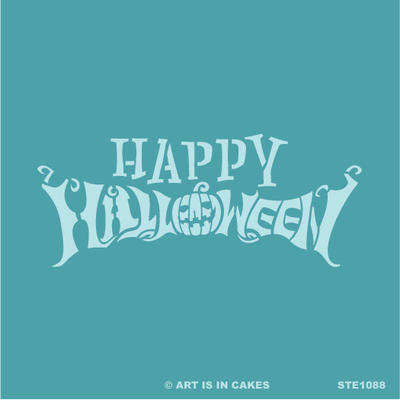 Stencil - Happy Halloween - 5.5 x 5.5 Inches - Art Is In Cakes, Bakery & SupplyStencilDefault Title