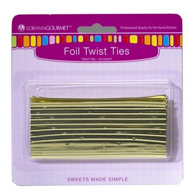 Twist Ties 50pcs Various Colors for Candy, Lollipops, Cake Pops, and Popcorn Bags - Art Is In Cakes, Bakery & SupplyChocolate and Candy MakingGold