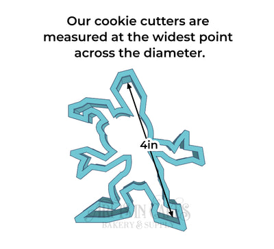 Alien ant creature 3D printed cookie cutter showing measurement