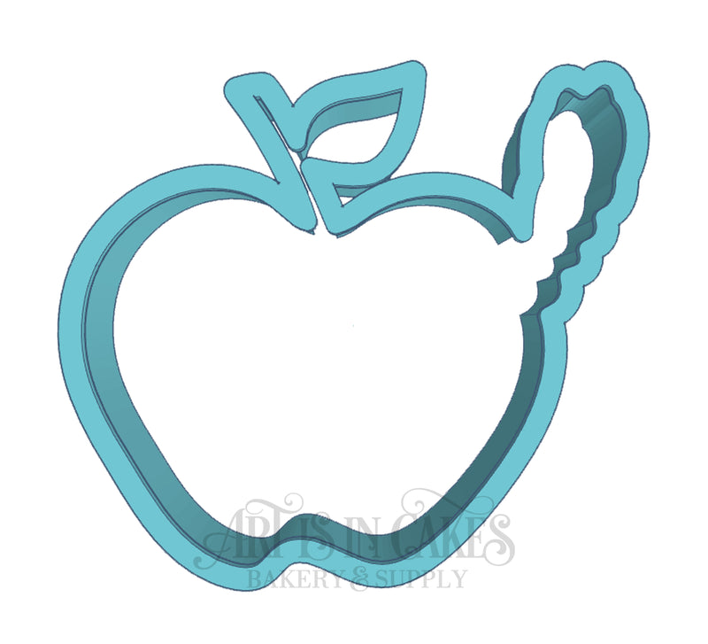 3D printed apple with worm cookie cutter