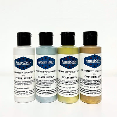 Airbrush Amerimist™ Sheen Food Color 4.5oz Americolor ® - Art Is In Cakes, Bakery SupplyFood colorSet of 4