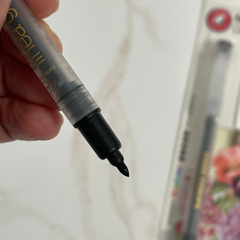 Art Pen DripColor Double Sided Black Pen - Fine Point Marker on One Side and Fine Line Brush on the Other Side - Art Is In Cakes, Bakery SupplyFood color