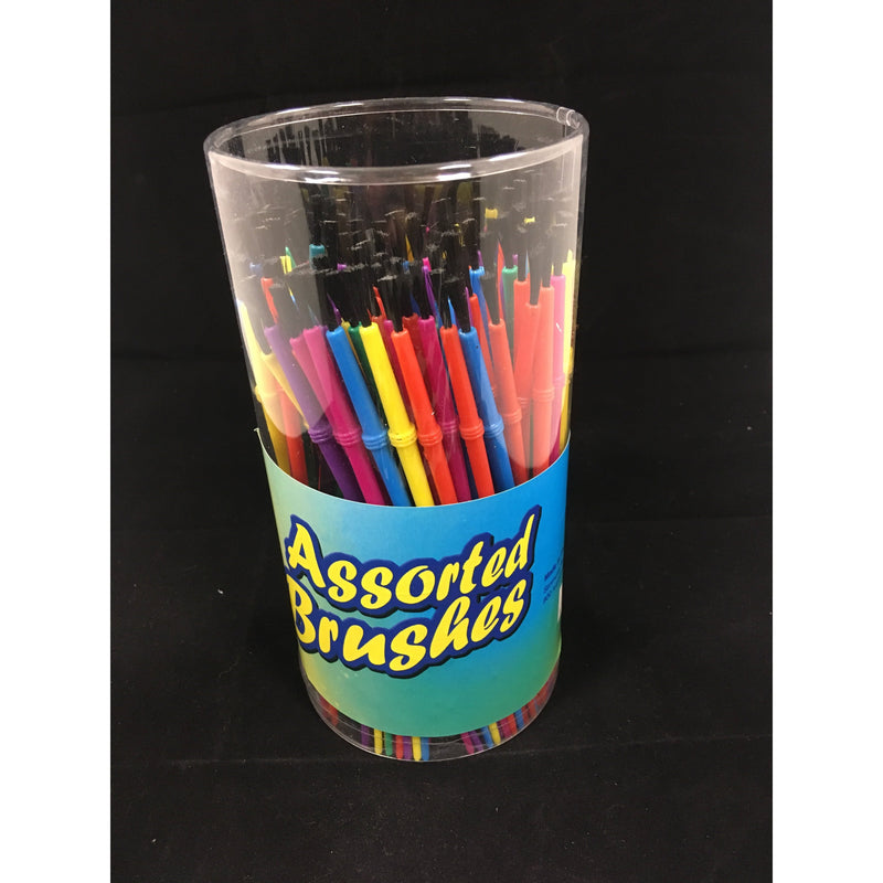 Assorted Craft Brushes in plastic container