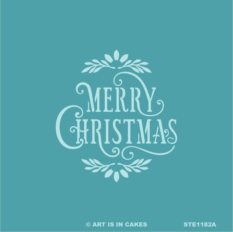 Christmas Cutter and Stencil Set Merry Christmas Ornament 5in Tall x 3.5in Wide - Art Is In Cakes, Bakery SupplyStencil