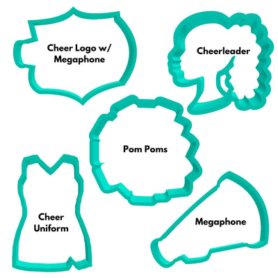 Cookie Cutter Cheer Leading Set - 5 pieces - Cheer Logo, Female Cheer Leader Curly Hair, Pom Poms, Megaphone, and Cheer Uniform - Art Is In Cakes, Bakery SupplyCookie Cutter 3D2in Itsy Bitsy