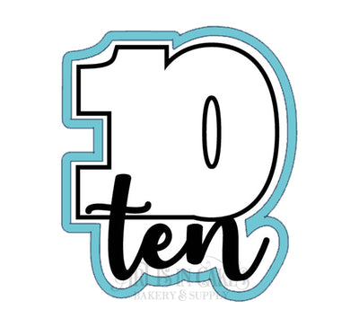 Cookie Cutter Number #10 Ten w/ Script Written Ten - Art Is In Cakes, Bakery & SupplyCookie Cutter2in