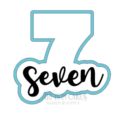 Cookie Cutter Number #7 Seven w/ Script Written Seven - Art Is In Cakes, Bakery & SupplyCookie Cutter2in