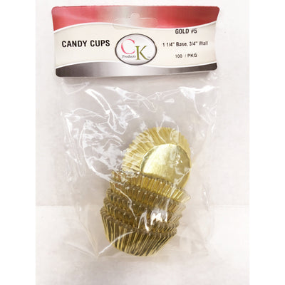 Foil Candy Cups, #5 Size with a 1.25" diameter base and 3/4" wall for Chocolates, 100pk - Art Is In Cakes, Bakery & SupplyChocolate and Candy MakingGold Foil