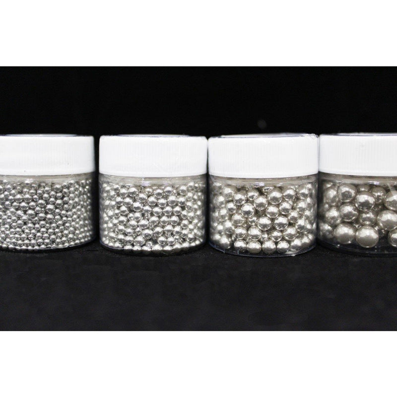 Sprinkles Metallic Silver Dragees in various sizes, 15 gram jars - Art Is In Cakes, Bakery & SupplySprinkles1mm