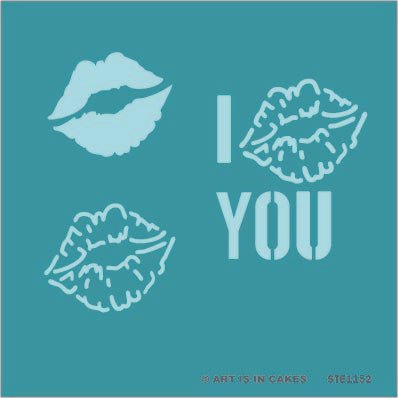 Stencil 3pk -Pucker Up Kissing Lips 5.5 x 5.5 Inches - Art Is In Cakes, Bakery SupplyStencil
