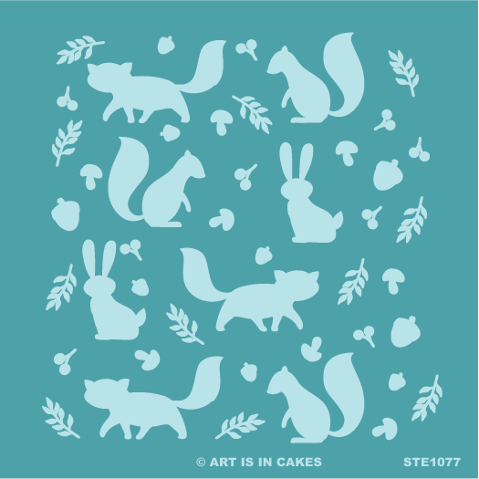 Stencil - Autumn Critters Pattern - 5.5 x 5.5 Inches - Art Is In Cakes, Bakery & SupplyStencilDefault Title