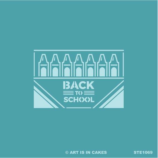 Stencil Back to School - Crayon box - 5.5 x 5.5 Inches - Art Is In Cakes, Bakery & SupplyStencilDefault Title