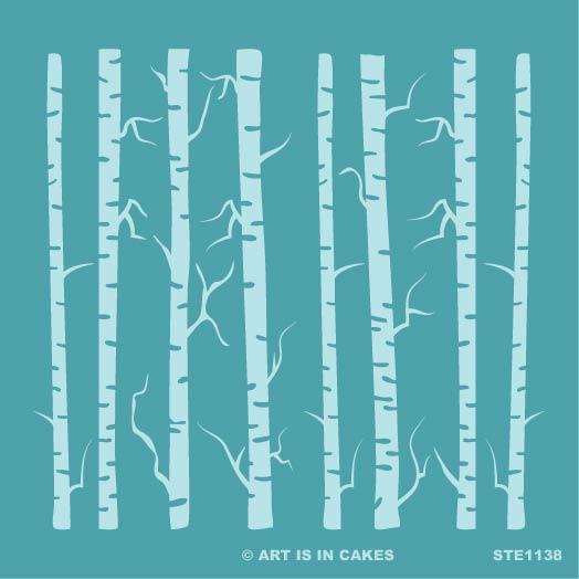Stencil - Birch Trees with Limbs - STE1138 - 5.5 x 5.5 Inches - Art Is In Cakes, Bakery & SupplyStencilDefault Title