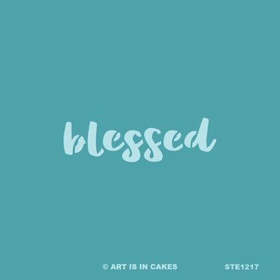 Stencil - Blessed Script - STE1217 - 5.5 x 5.5 Inches - Art Is In Cakes, Bakery & SupplyStencil