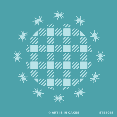 Stencil Circle of Ants and Plaid Pattern 5.5 x 5.5 Inches - Art Is In Cakes, Bakery & SupplyStencilDefault Title