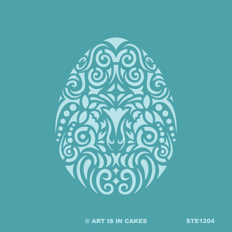 Stencil - Egg w/ Ornate Pattern - STE1204 - 5.5 x 5.5 Inches - Art Is In Cakes, Bakery & SupplyStencilDefault Title