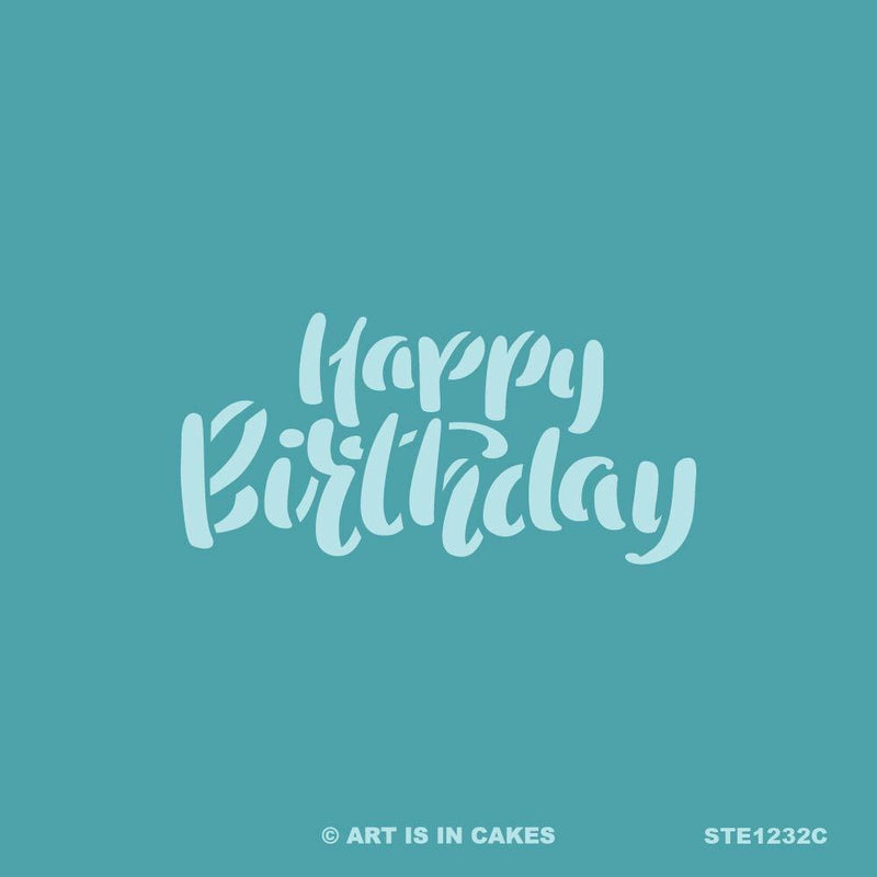 Stencil - Happy Birthday (C) - STE1231C - 5.5 x 5.5 Inches - Art Is In Cakes, Bakery & SupplyStencil