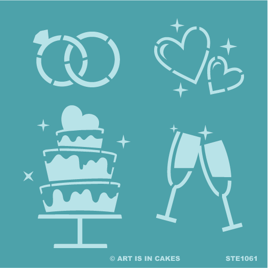 Stencil Marriage Multi 5.5 x 5.5 Inches - Art Is In Cakes, Bakery & SupplyStencilDefault Title