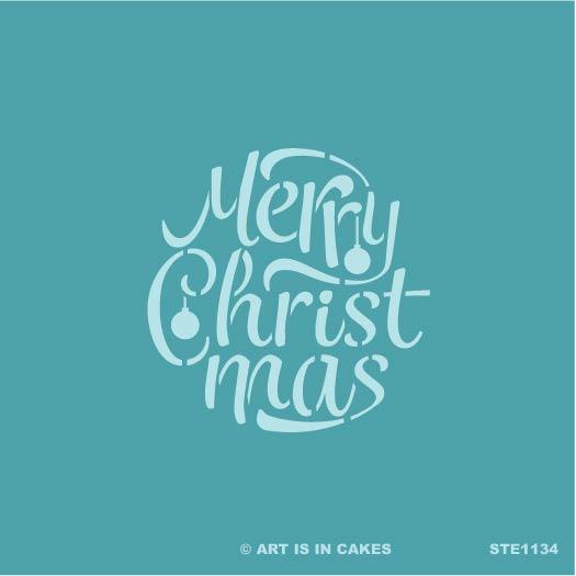 Stencil - Merry Christmas Round - STE1134 - 5.5 x 5.5 Inches - Art Is In Cakes, Bakery & SupplyStencilDefault Title