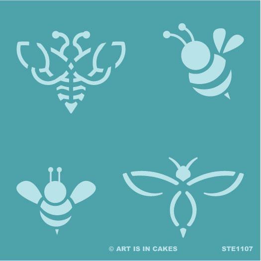 Stencil - Multi Bee - 5.5 x 5.5 Inches - Art Is In Cakes, Bakery & SupplyStencilDefault Title