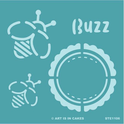 Stencil - Multi Bee Buzz - 5.5 x 5.5 Inches - Art Is In Cakes, Bakery & SupplyStencilDefault Title