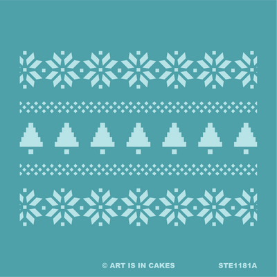 Stencil - Poinsettia Tree Sweater Stitch - STE1181A - 5.5 x 5.5 Inches - Art Is In Cakes, Bakery & SupplyStencilDefault Title