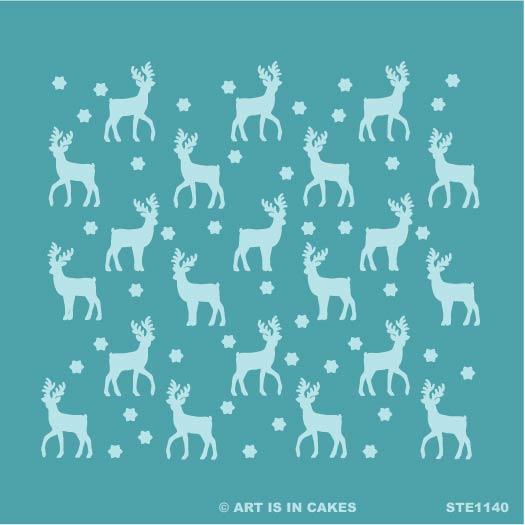 Stencil - Reindeer and Stars Pattern - STE1140 - 5.5 x 5.5 Inches - Art Is In Cakes, Bakery & SupplyStencilDefault Title