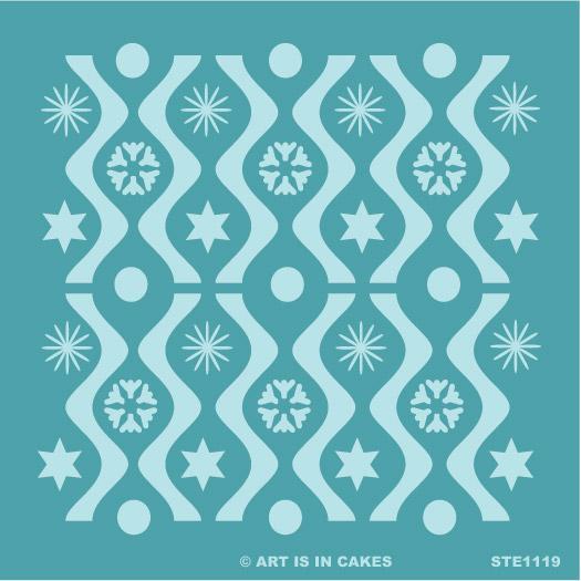 Stencil - Retro Christmas Pattern - STE1119 - 5.5 x 5.5 Inches - Art Is In Cakes, Bakery & SupplyStencilDefault Title