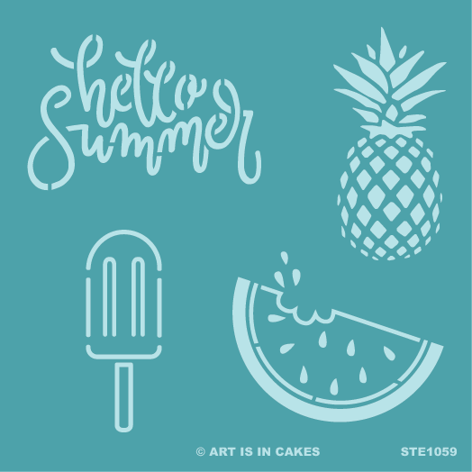 Stencil Summer Multi 5.5 x 5.5 Inches - Art Is In Cakes, Bakery & SupplyStencilDefault Title