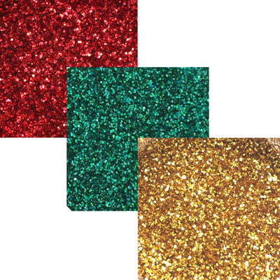 Techno Glitter 3pk in American Red, Hologram Jade, and Gold - Art Is In Cakes, Bakery SupplySprinkles