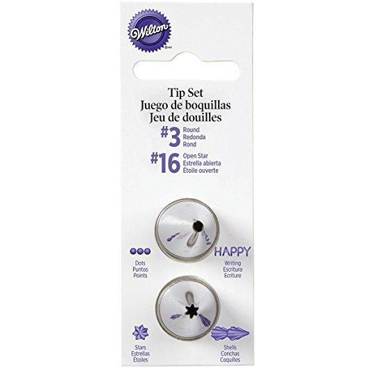 Wilton 2pk Tip Set Includes Tips Number 3 round and 16 star Combo Pack - Art Is In Cakes, Bakery & SupplyPiping TipsDefault Title